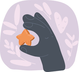 Vector illustration of hand holding star