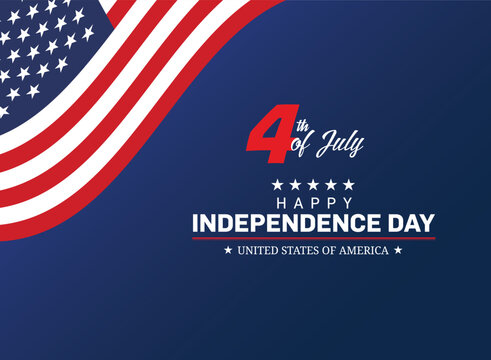 4th of July, Independence Day of USA. greeting card with background in United States national flag colors and text Happy Independence Day. Vector illustration.
