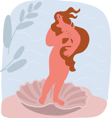 Vector illustration of The Birth of Venus, Sandro Botticelli. Goddess © iracosma