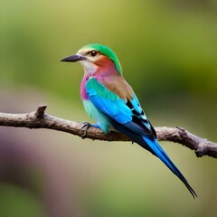 Obraz premium lilac breasted roller on a branch