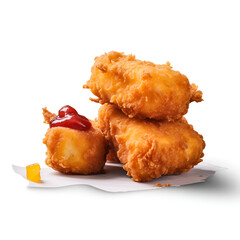 fried chicken wings on white background