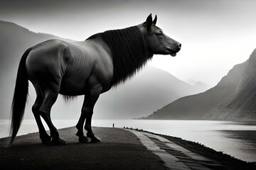 horse in the mountains Generative AI