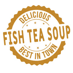 Fish tea soup grunge rubber stamp