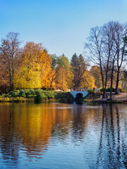 Fototapeta na wymiar Lazienki Park or Royal Baths Park, Warsaw, Masovian Voivodeship, Poland