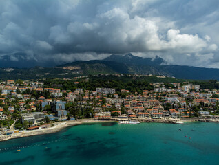 A beautiful view of the sea coast, the mountains are an ideal place for summer vacation. Adriatic Sea.