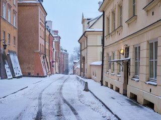 Brzozowa Street, Old Town, winter, Warsaw, Masovian Voivodeship, Poland