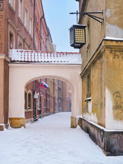 Krzywe Kolo Street, Old Town, winter, Warsaw, Masovian Voivodeship, Poland