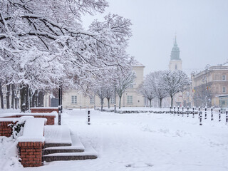Krakowskie Przedmiescie, winter, Warsaw, Masovian Voivodeship, Poland