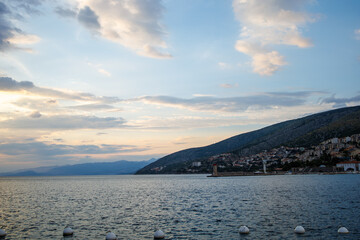 A beautiful view of the sea coast, the mountains are an ideal place for summer vacation. Adriatic Sea.