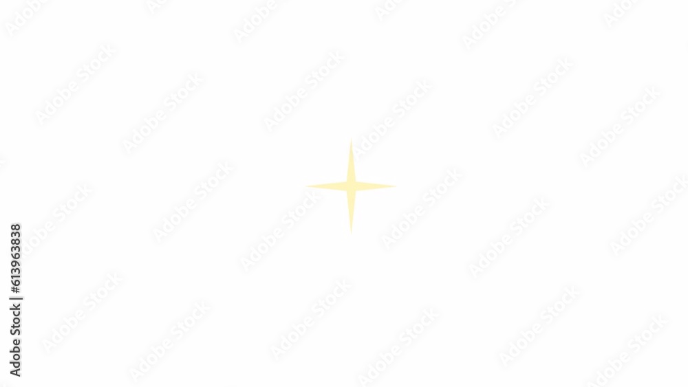 Poster sparkling star animation. flat outline style icon 4k video for web design. blinking light magic isol