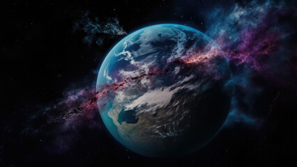 Obraz na płótnie Canvas Planet Earths colorful dream in outer space - Generative AI