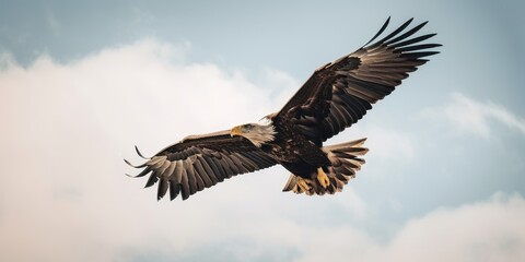 Obraz premium big and majestic eagle flying over beautiful mountains