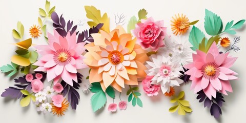 beautiful and colorful paper cut flowers