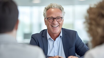 A confident financial advisor providing expert guidance with a reassuring smile, helping clients secure their financial future. generative AI - obrazy, fototapety, plakaty