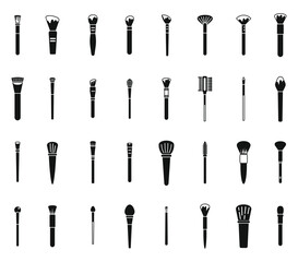 Makeup brush icons set simple vector. Cosmetic brow. Blush kit