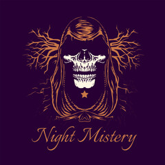 Skull - Night Mystery Vector Art, Illustration, Icon and Graphic