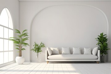 Fototapeta na wymiar Modern luxury living room | Modern interior living room design | 3d rendering of modern living room with white sofa | Panoramic grey living room ,Generative AI.