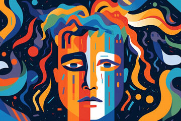 Flat illustration of a woman's face --Generative AI