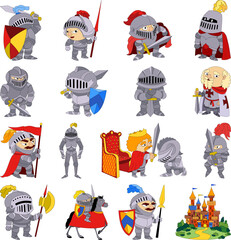 Fototapeta na wymiar Knight icons set cartoon vector. Game medieval. Helmet war
