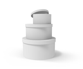 Cylindrical Storage Boxes Bins White Blank 3D-Illustration