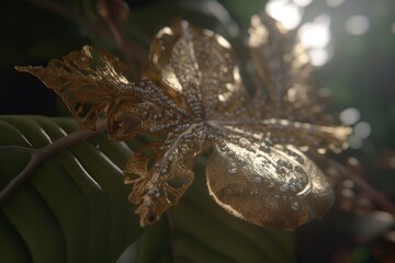 A close-up of a natural element, such as a leaf or flower, with intricate and delicate details, Generative AI