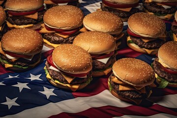4th of july cheeseburger, American independence day recipe, Generative AI