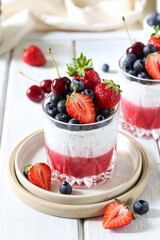 Yogurt and berries,chia pudding.