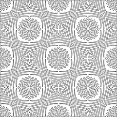 Vector pattern with symmetrical elements . Modern stylish abstract texture. Repeating geometric tiles from striped elements. Black and white pattern.