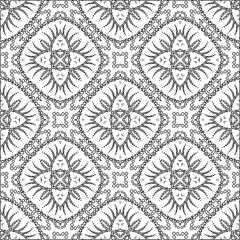 Vector pattern with symmetrical elements . Modern stylish abstract texture. Repeating geometric tiles from striped elements. Black and white pattern.