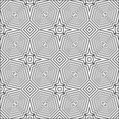 Vector pattern with symmetrical elements . Modern stylish abstract texture. Repeating geometric tiles from striped elements. Black and white pattern.