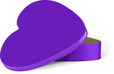 Fototapeta premium Purple Heart Tin Metal Gift Box 3D Rendering