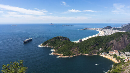 Nature's Beauty Unveiled: Panoramic Perspective of Rio de Janeiro's Coastal, beaches and Mountainous Scenery