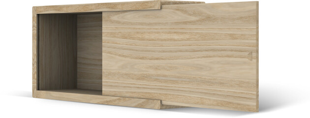 Wooden Gift Box with Sliding Lid Open 3D Rendering