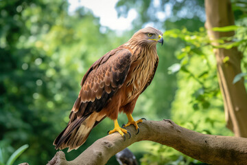 A close-up photograph of a majestic eagle perched on a tree branch, its piercing eyes and intricate feathers in sharp focus, symbolizing freedom, power, and the untamed beauty of the animal kingdom