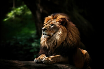 A captivating photograph of a majestic lion in its natural habitat, radiating power and grace, capturing the raw essence of wildlife in its purest form