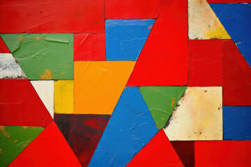 A visually striking abstract composition of geometric shapes and vibrant colors, representing energy and creativity