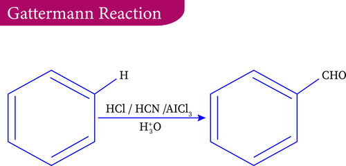 Vector illustration of Gattermann Reaction 