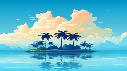 Fototapeta na wymiar AI Generative Illustration. Ocean and Sky Meet in a Blue Horizon