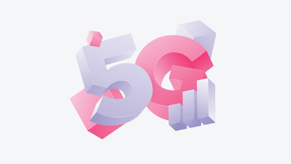 5G connection vector metallic illustration for network companies technologies new technologies tech telecom network mobile internet fast best internet 5g 4g vector illustration