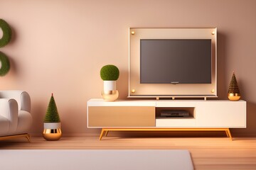 modern living room with led tv generated by Ai