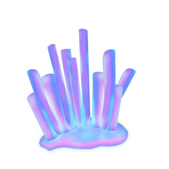 Obraz premium Coral Iridescent sea life animals and corals in neon blue, pink and violet colors. y2k holographic marine nautical design elements