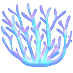 Coral Iridescent sea life animals and corals in neon blue, pink and violet colors. y2k holographic marine nautical design elements