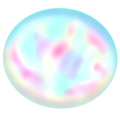 Oval Iridescent holographic geometric shape in neon colors Png file with transparent background