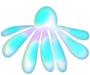 Iridescent flowers in neon colors Blue, pink, purple Holographic botanical design elements Png clipart on transparent background