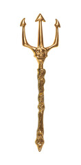 golden trident of the devil isolated on white background © serikbaib