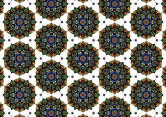Transparency BackgrondForal Mandola Pattern Style Flowers Gentle. Hand-drawing Seamless Pattern Design Background.Geometry Seamless Pattern Ethnic Indian Asia Ornament Flowers,Flower Colorful.