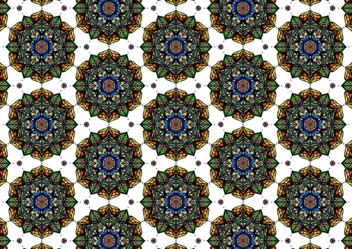 Transparency BackgrondForal Mandola Pattern Style Flowers Gentle. Hand-drawing Seamless Pattern Design Background.Geometry Seamless Pattern Ethnic Indian Asia Ornament Flowers,Flower Colorful.