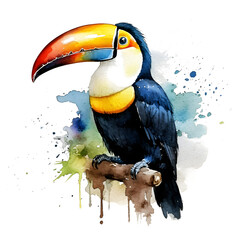 Obraz premium cute howler toucan in watercolor design against transparent background
