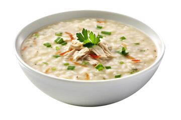 Delicious Bowl of Chicken and Rice Soup Isolated on a Transparent Background