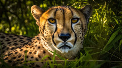 Wild african cheetah, beautiful mammal animal. digital art	
